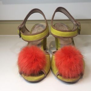 Anthropologie / Cleo B Zepha Pom Pom Heels